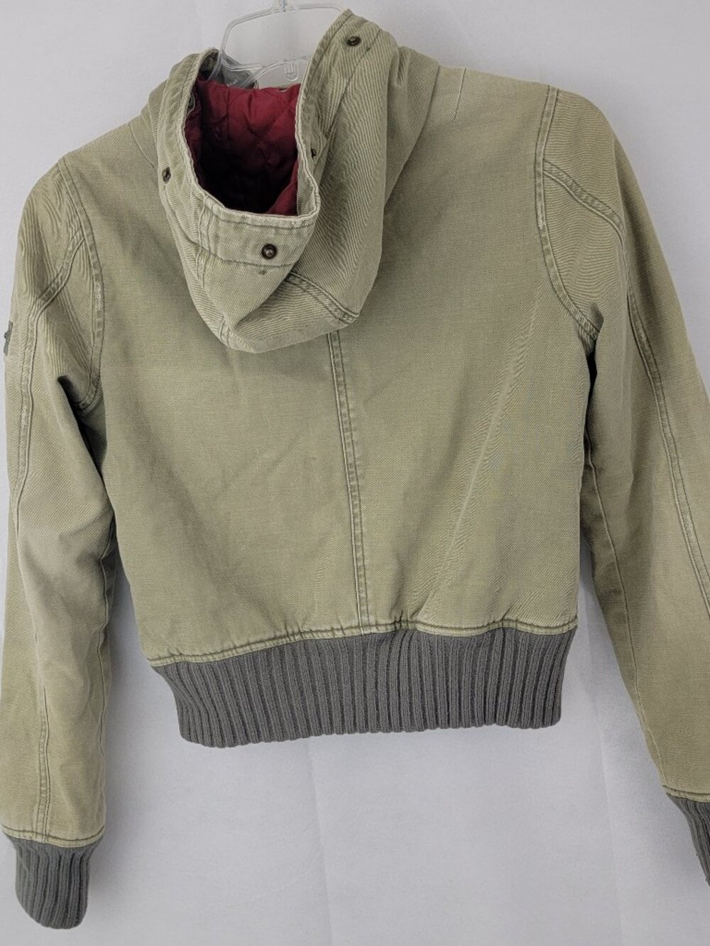 ABERCROMBIE & FITCH Womens Jacket M Cropped GREEN Utility Bomber Quilted VTG Y2K - Picture 6 of 15